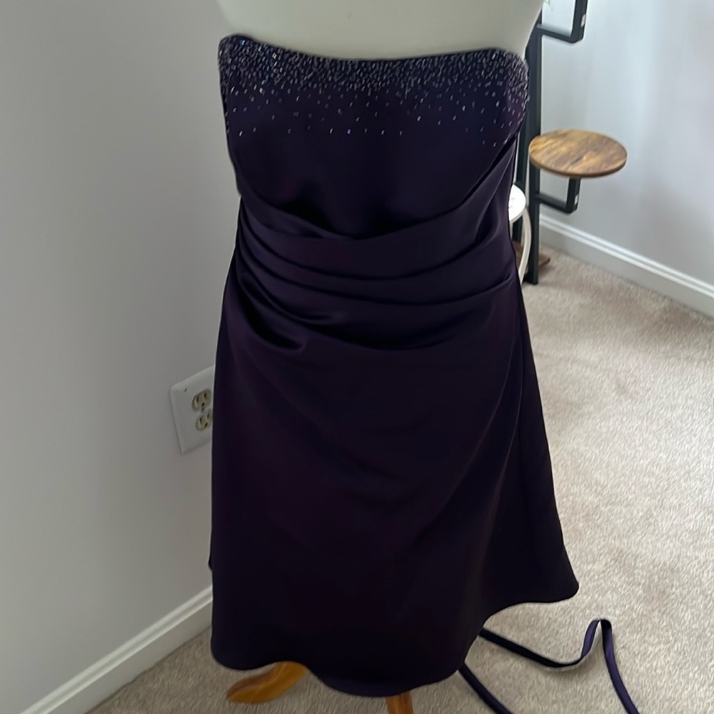 Elegant Strapless Purple Dress